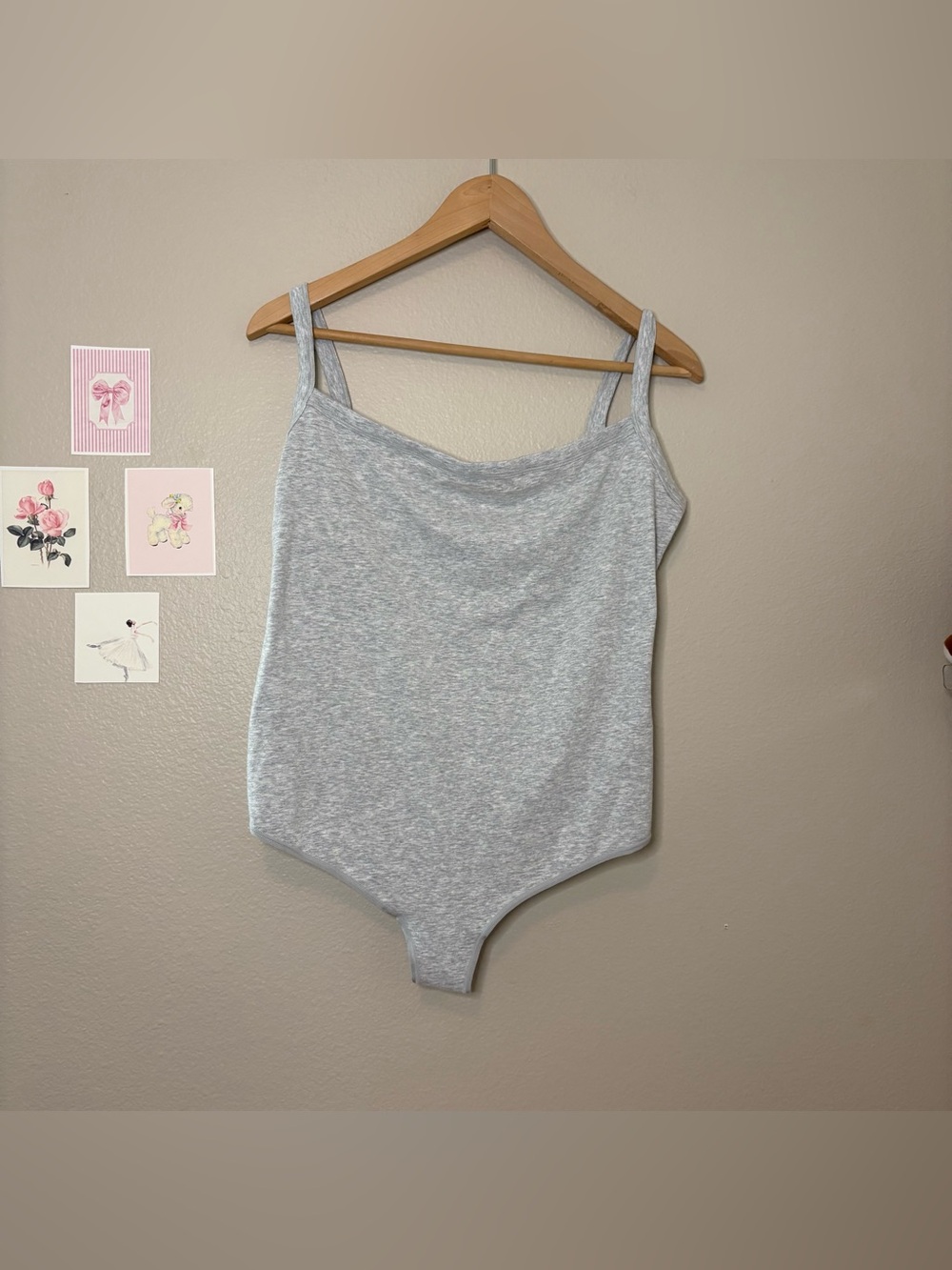 Skims cotton everyday jersey scoop neck bodysuit heather grey influencer xl